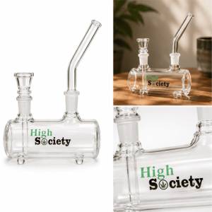 High Society Lay-Down Glass Bong, 17 cm