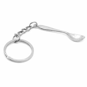 Mini Sniffer Spoon Keychain, Silver-Coloured Metal