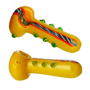 Glass Hand Pipe Yellow/Green, 11 cm