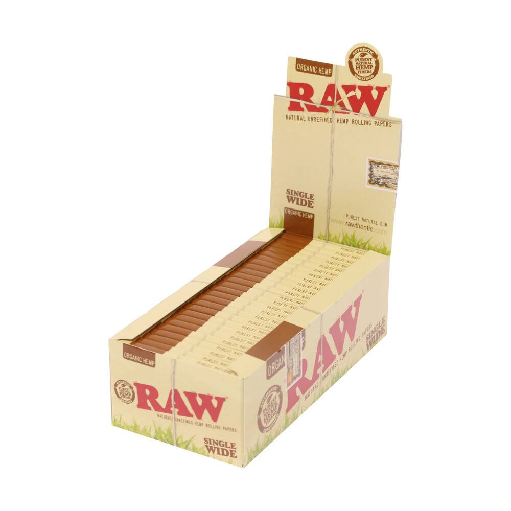 RAW Organic Hemp Rolling Papers – 24 Pack, 1 1/4 Size, Vegan & Natural