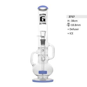 Glow-in-the-Dark Glass Bong with Diffuser and Ice, 38 cm