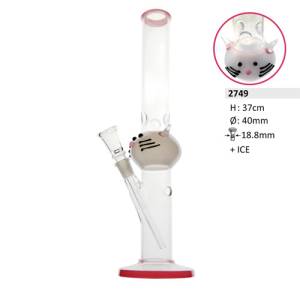 Glass Ice Bong with Cat Design, 37 cm