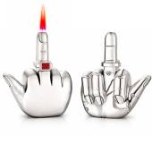 Refillable Middle-Finger Lighter, Silver or Copper