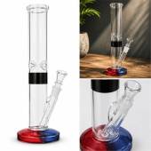 Straight Glass Ice Bong with Coloured Base, 30 cm
